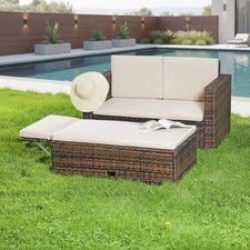 Lounge Gartenmöbel Sofa Bank Tisch klappbar Rattan Gartenset Sitzmöbel braun