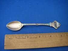 Good German 800 Silver BUENOS AIRES Argentina Gilt ENAMEL Souvenir Spoon-NR