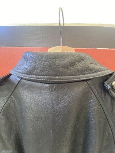VTG Women’s Leather Coat Trench Duster Belted Jacket Cheetah Print Lined 1980s - Picture 12 of 23