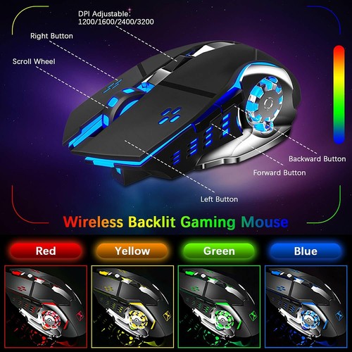2,4 G Mechanisches Gefühl 3800 mAh Kabelloses Gaming Tastatur und Mausset PC PS4 - Zdjęcie 12 z 15