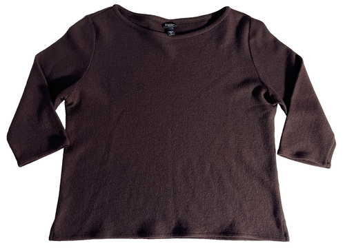 Women’s Eileen Fisher Boiled Wool Bateau Neck Pullover Sweater 3/4 Sleeves Sz L - Picture 3 of 12