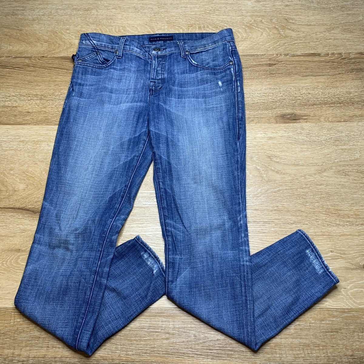 Rock Republic Mens Jeans Zo Slim Straight Dark Wash 30x32 Button Fly Denim