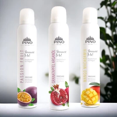 3 x 200 ml Pino Shower Me! Duschschaum mit Pflegeöl Duschbalsam Set 41,65€/L