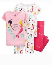 Carters Girl 2T 4-Piece Pink Mermaid 100 Snug Fit Cotton Pajamas 1859
