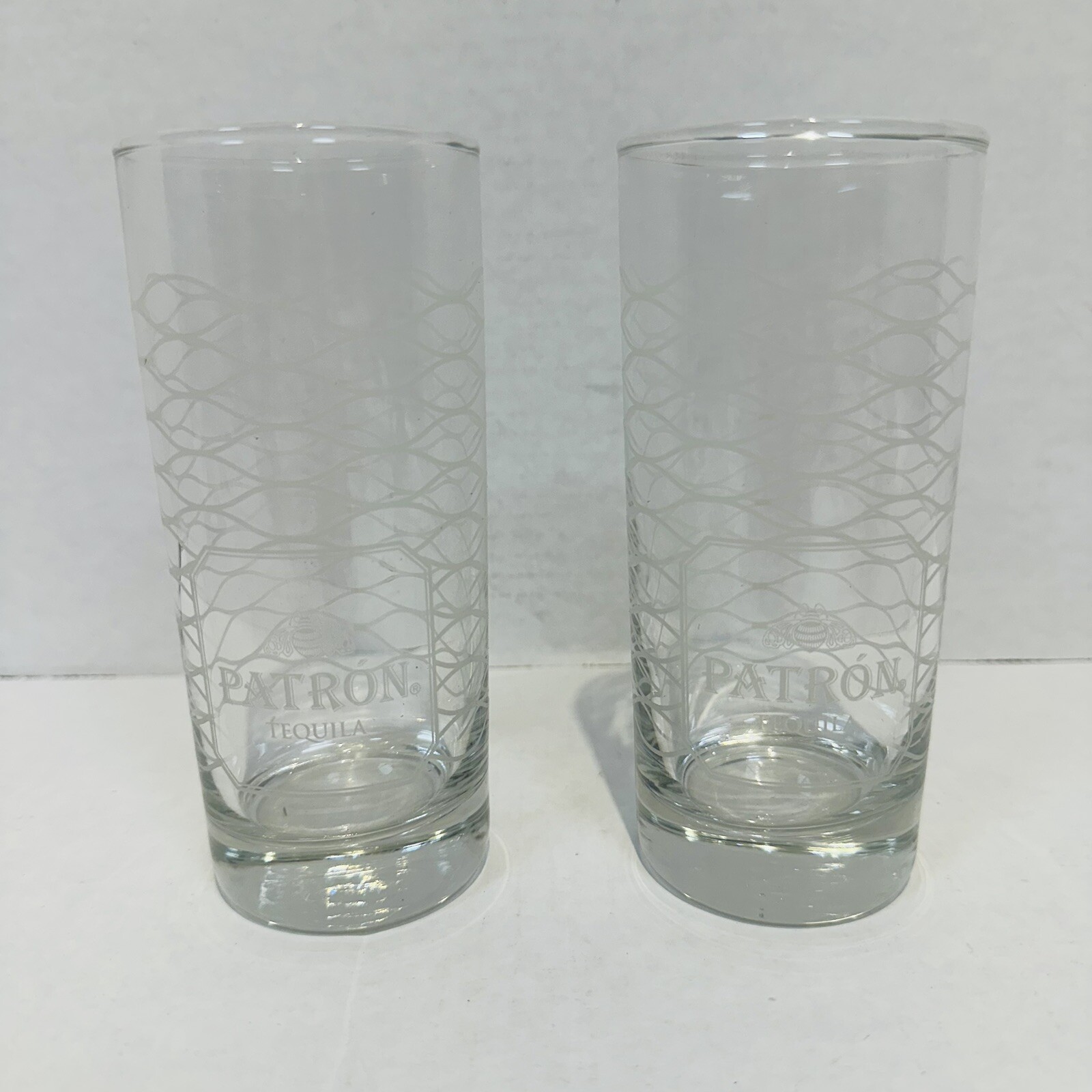 Patron Tequila Highball Cocktail Glasses Set 2 Honeycomb Bee