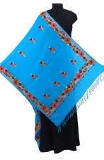 Kashmir Embroidered,100%Pure Wool 28"X80" Traditional Ari Embroidery