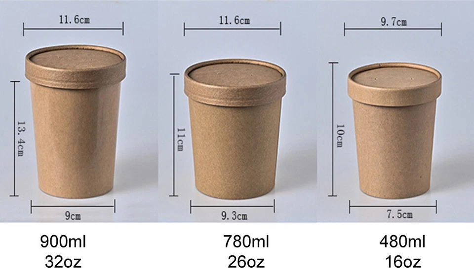 Soup Bucket Container with Lids Takeaway Tubs Cups Noodles Deli Biodegradable - Image 3 of 4