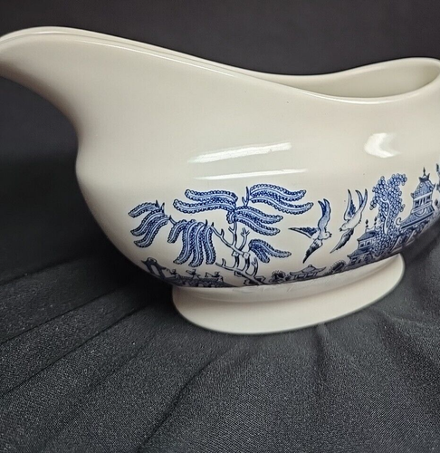 Churchill Blue White Willow Gravy Boat Sauce 12oz Made In England Dinnerware - Picture 5 of 8