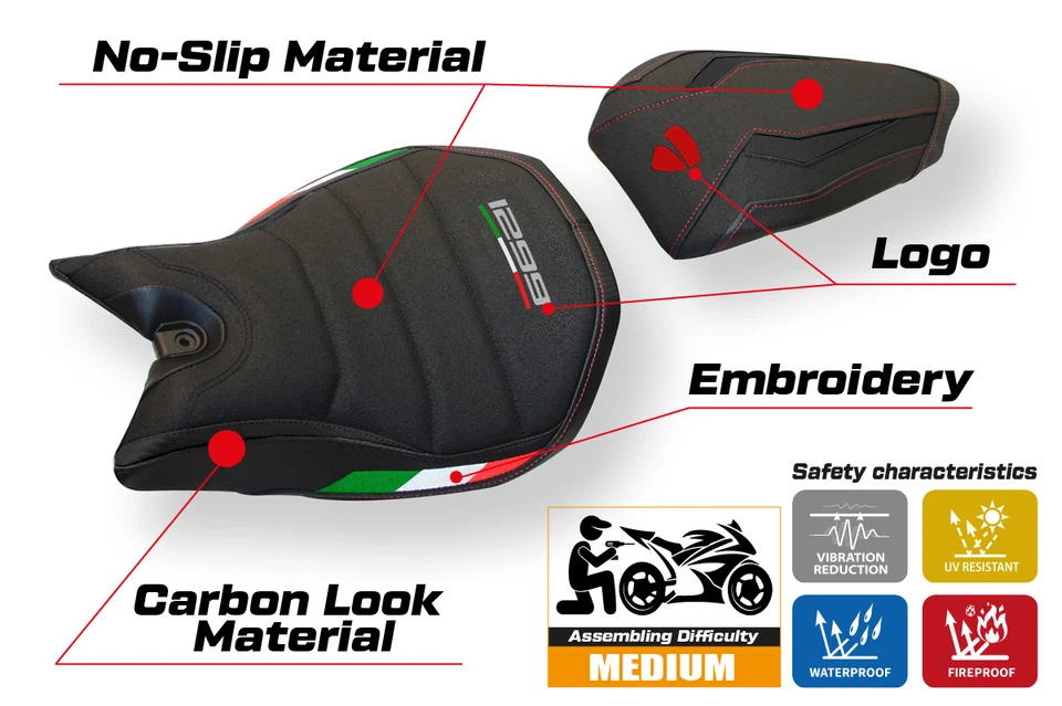 Чехол на сиденье Ducati Panigale 1299 Tappezzeria 2015–2017 2018 Ultragrip черный - Изображение 3 из 4