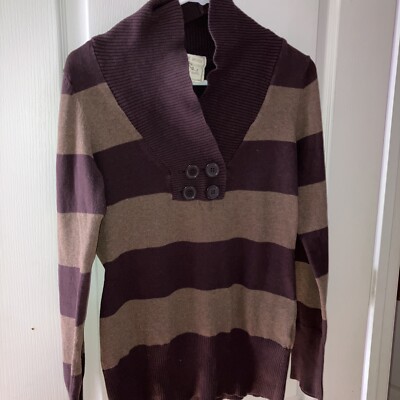 Women's Belk, Pink Rose, XL, Brown & Tan, Striped Sweater, W/4 Button  Accents | eBay
