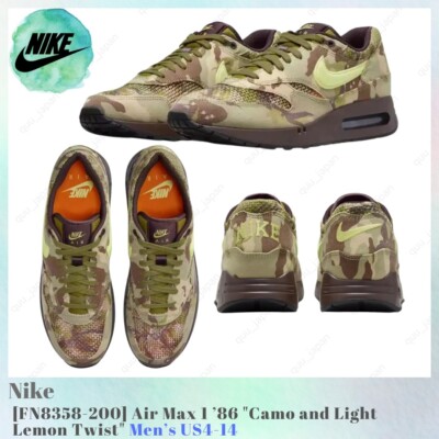 Nike Air Max 1 '86 Camo and Light Lemon Twist FN8358-200 Men's US4