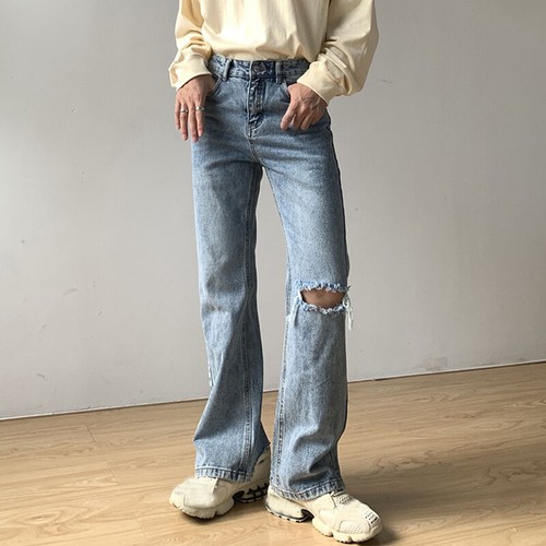 Fashion Mens Denim Bell Bottoms Jeans 