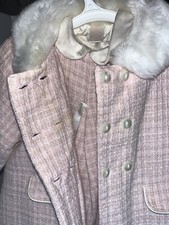 Vintage Easter Pink Soft Tweed Dress, Coat, Silk Blouse Baby Toddler Size 12 Mo