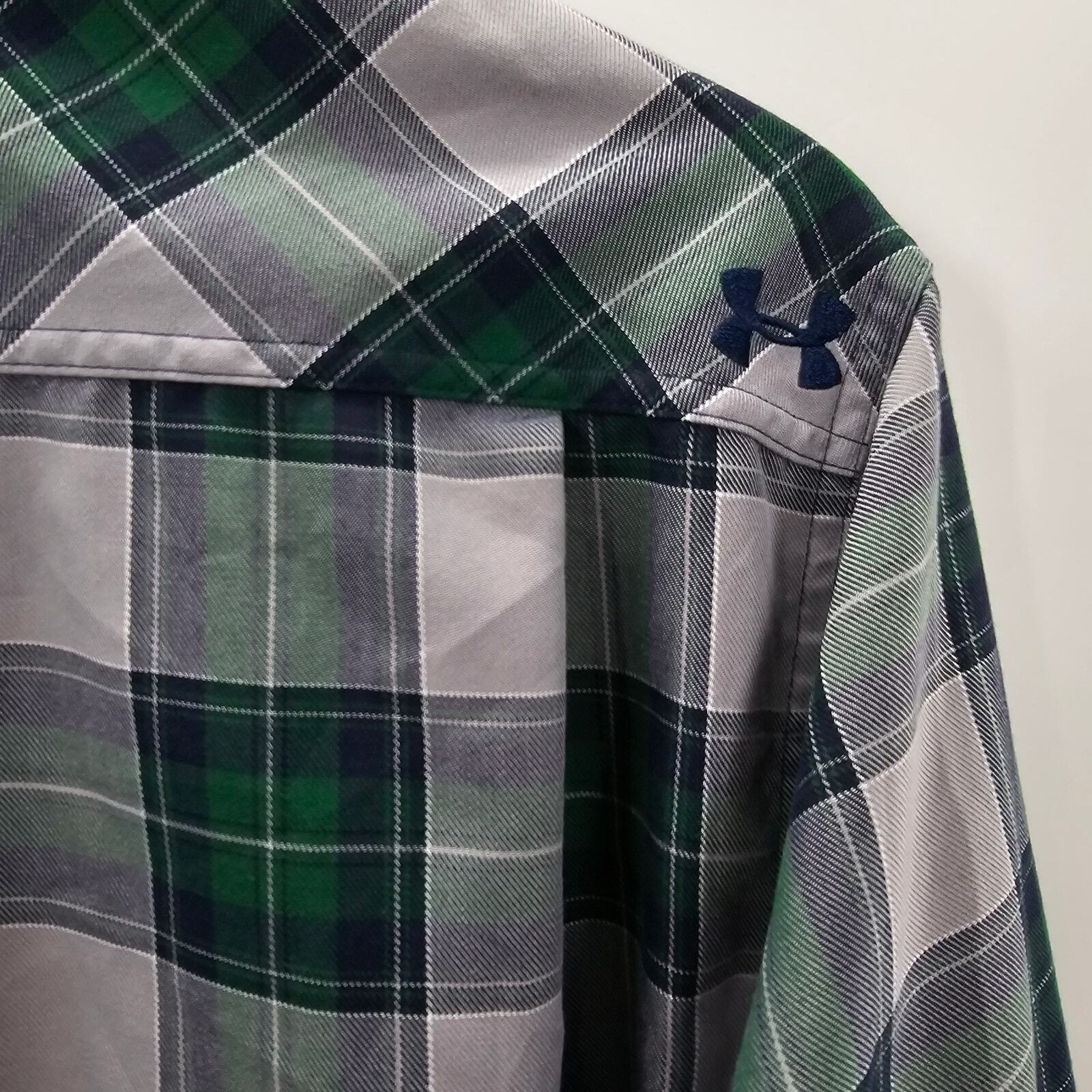 Under Armour Green Plaid Elbow Patch Button Loves… - image 7