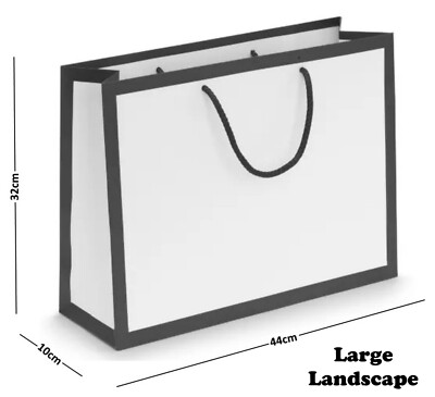 Schwarzer Rand - Weiß Luxus Matt Landschaft Designer Boutique Seilgriff Geschenktüten