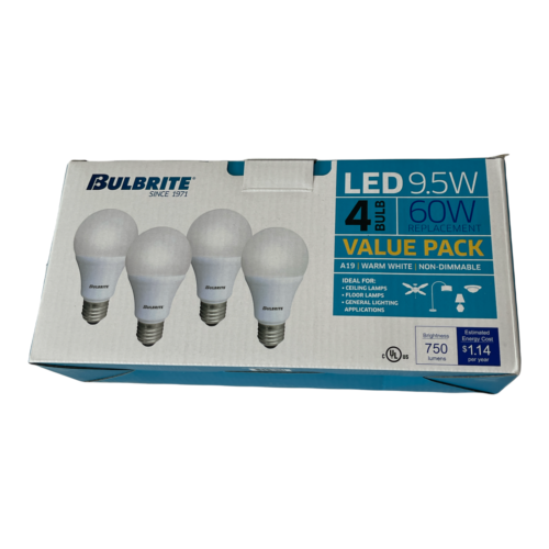 Blubrite LED 9,5 W pack 4 60 W remplacement économie d'énergie non gradable - Photo 1 sur 3