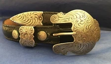 Fantastic Signed Al Beres USA Wage Sterling Silver 3 Pc Ranger Belt Buckle Set