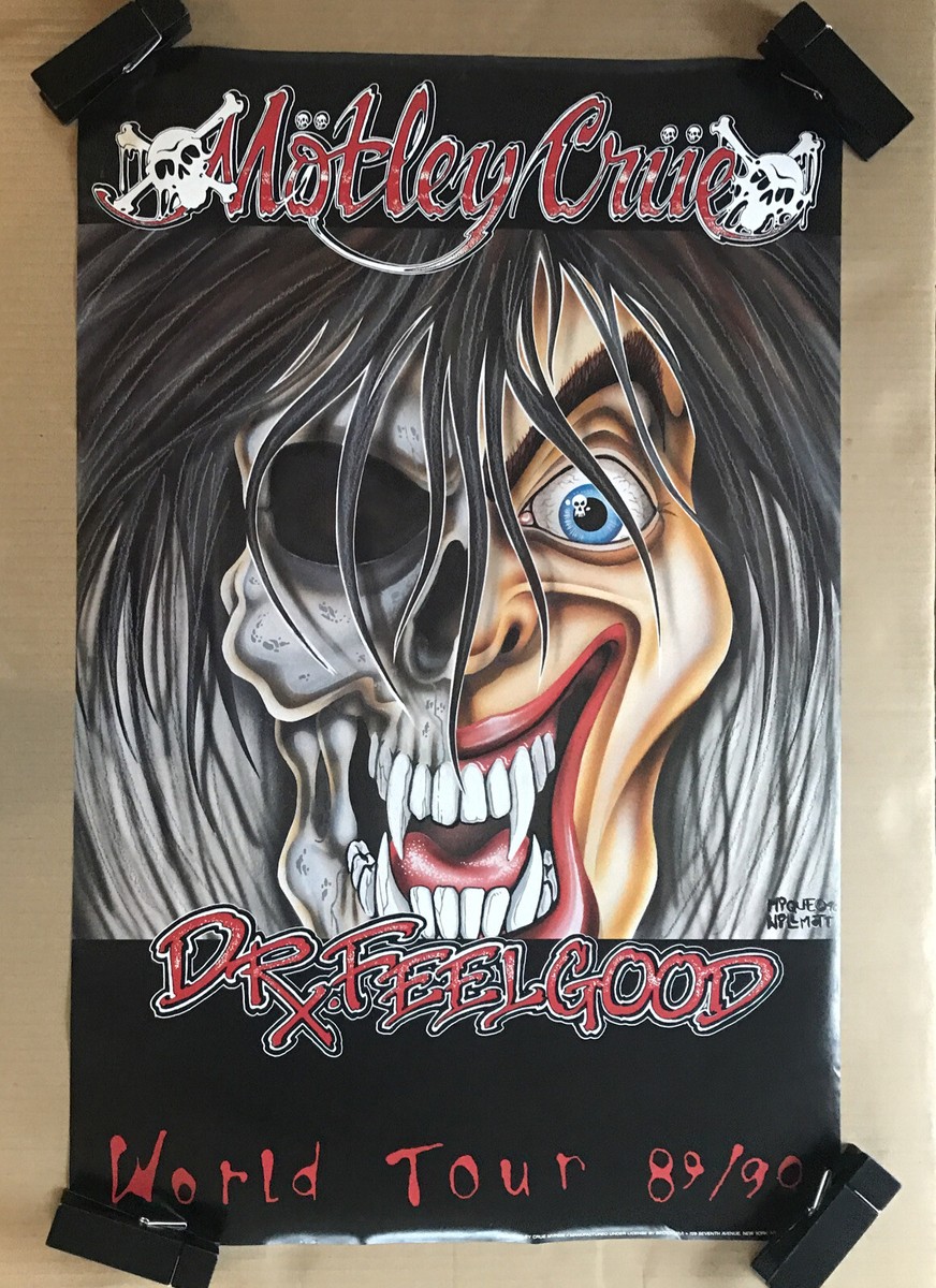 Vintage Original 1990s Motley Crue 1989 World Tour Music Poster Dr