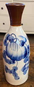Chinese Blue and White Vase with Brown Top