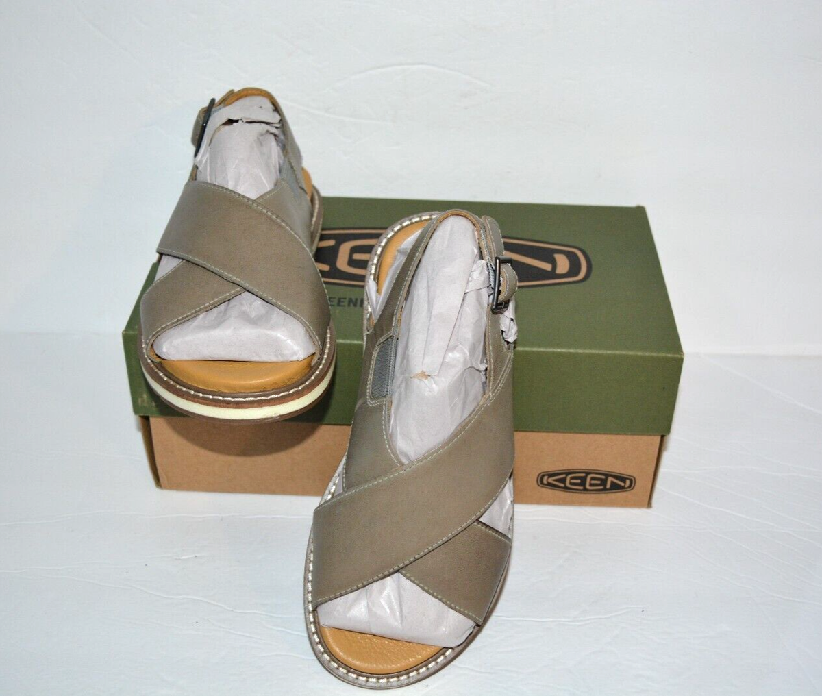 KEEN LANA CROSS STRAP SILVER BIRCH COMFORT SANDALS WOMEN *NWB