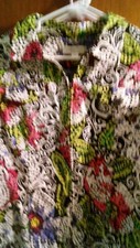 Coldwater creek zip jacket xl mosaic Paisley flower print. Missing BLK button.