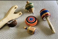 TROMPO, TOMA TODO, VALERO, SPINNING TOPS RESORTERA COMBO Mexican Wood Toys