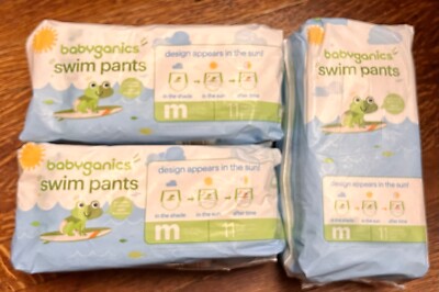 Babyganics Color Changing Disposable Swim Pants, size M, 3 packages (11 per pkg)