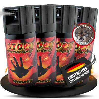 4 x Wilhelm Pfefferspray 40 ml Tierabwehr Selbstverteidigung CS KO Spray