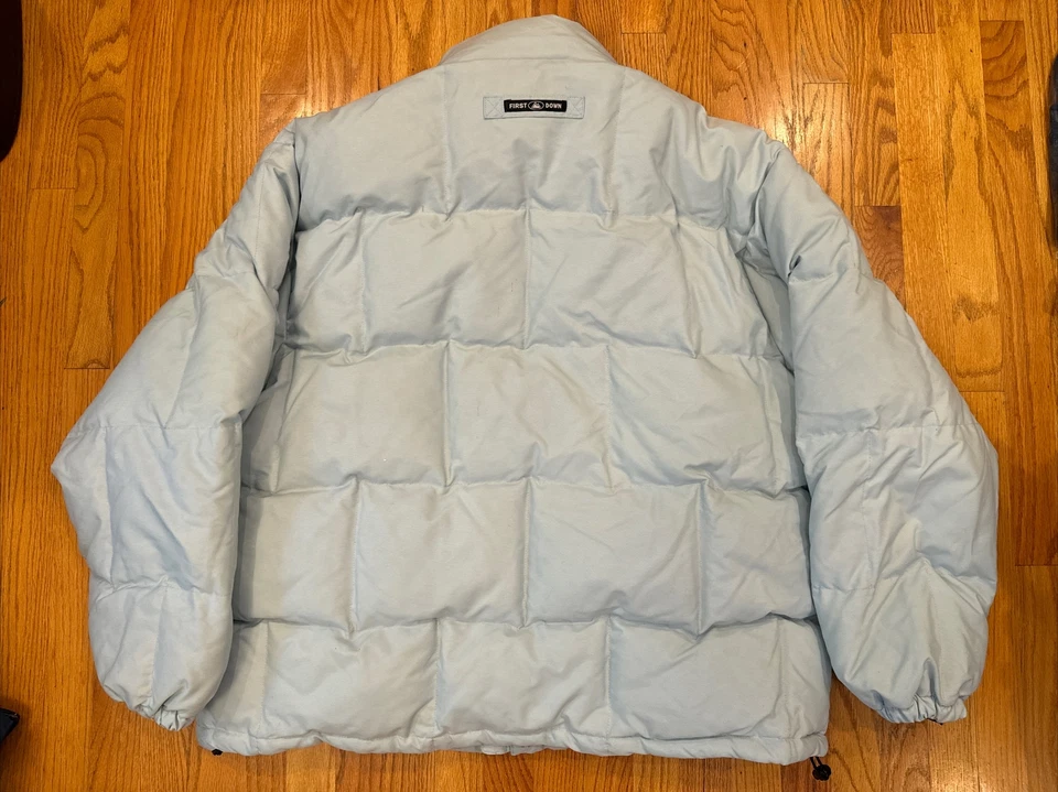 Chaqueta de Invierno First Down Azul Claro/Negro Puffer Duck Plumón Hombres Talla 2XL Foto 3 de 4