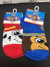 Lot of 2 Paw Patrol's Chase and Marshall Boys' No Show Socks Fits Size 6 - 8