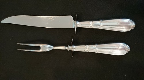 2 PIECE Wallace Sterling Handle 1 Serving Fork and 1 knife Server 13.5" & 11.5" - Picture 5 of 5
