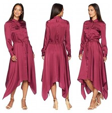  RALPH LAUREN   CHIC  TWILL  SATIN  SHIRT  MIDI  DRESS   Sz 2    NWT  $ 155