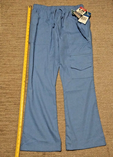 PANTALONI SCRUB GAMBE CREST CREST NURSE NUOVI CON ETICHETTE ~ BLU SOFFITTO ~ taglia media - Foto 3 di 12