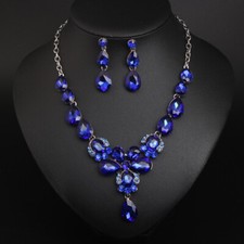 Fashion Statement Wedding Bridal Crystal Rhinestone Necklace Earring Jewelry Set