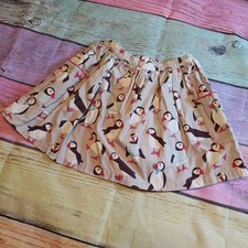 Mini Boden Girls Puffin Print Corduroy Skirt Elastic Waist Size 7-8Y 0864