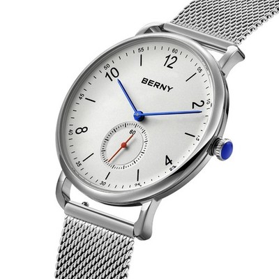 BERNY Herren Uhr 38mm Edelstahl Quarz Miyota 1L45 Ultrathin 5ATM Wasserdicht