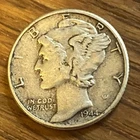 1944 Mercury Dime XF Philadelphia WWII Era 90% Silver Winged Liberty US Coin 10c