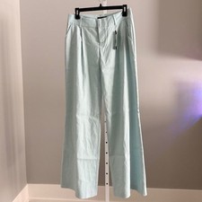 ALICE + OLIVIA Stunning Flowy Pleated Pants in Soft Blue Sz 4 NWT $400!!