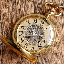 Automatic Mechanical Skeleton Pocket Watch Mythical Phoenix Design Gift for Men