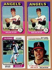 Nolan Ryan 1970's mid-grade lot, 1974 #20, 1975 x2 #500, 1978 #6 Angels
