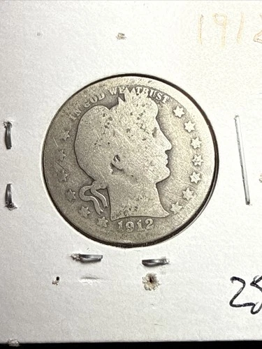 1912 S 25C Barber Quarter 90% Silver U.S. Coin