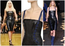 F/W 2011 Look #35 Versace Black Snakeskin Leather Dress 42 - 6