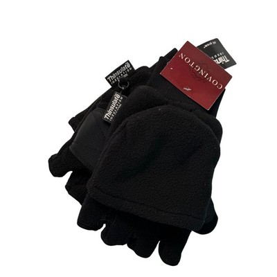 Covington Mens Black Fleece Thinsulate Pop Top Convertible Mittens Gloves M/L
