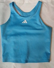 Adidas Girls' blue racerback athletic tank top With Built In Bra Sz Large 12-14