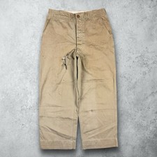 Vintage 1940s US Military Khaki Chino Pants Button Fly Men's Size 29 WWII