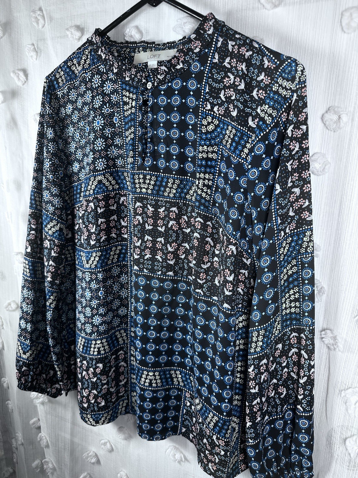 LOFT Women’s Multicolor Floral Patchwork Blouse S… - image 3