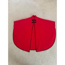 Vintage Red Fleece Cape Poncho Toggle One Size Ladies Amanda Smith