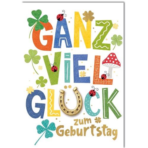Geburtstag GroßE A4 XXL GlüCkwunschkarte Mit Umschlag Ganz Viel GlüCk Bunt Hufei-image