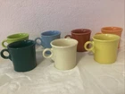 7 Vintage HLC FIESTA WARE USA Colorful Coffee Mugs Cups Ring Handle