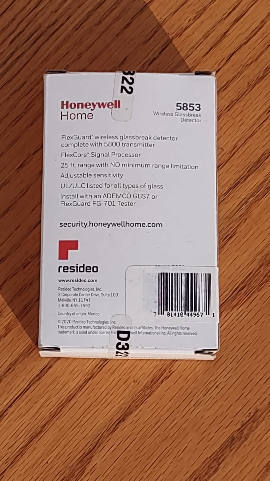 Honeywell Home 5853 Wireless Glassbreak Detector